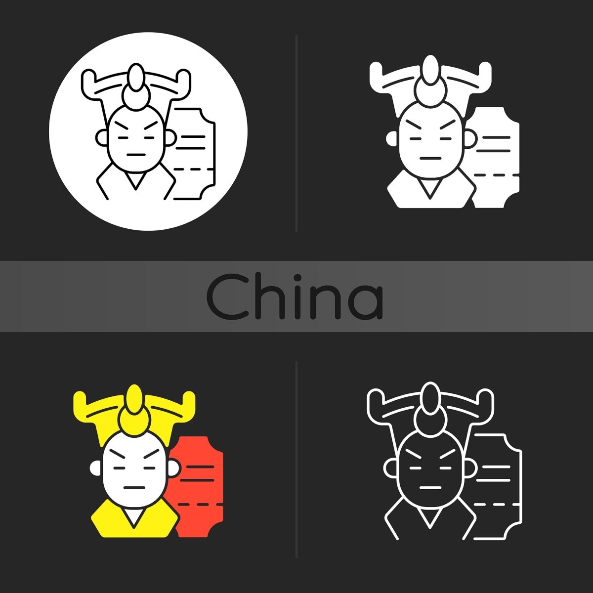 Chinese & Japanese dark theme icons bundle
