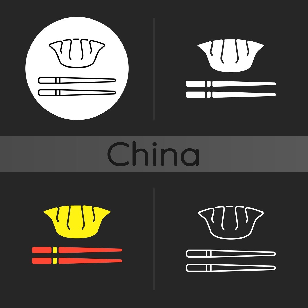 Chinese & Japanese dark theme icons bundle