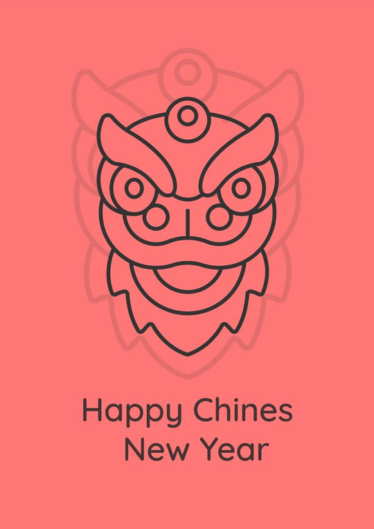 Chinese new year celebration postcards with linear glyph icon set