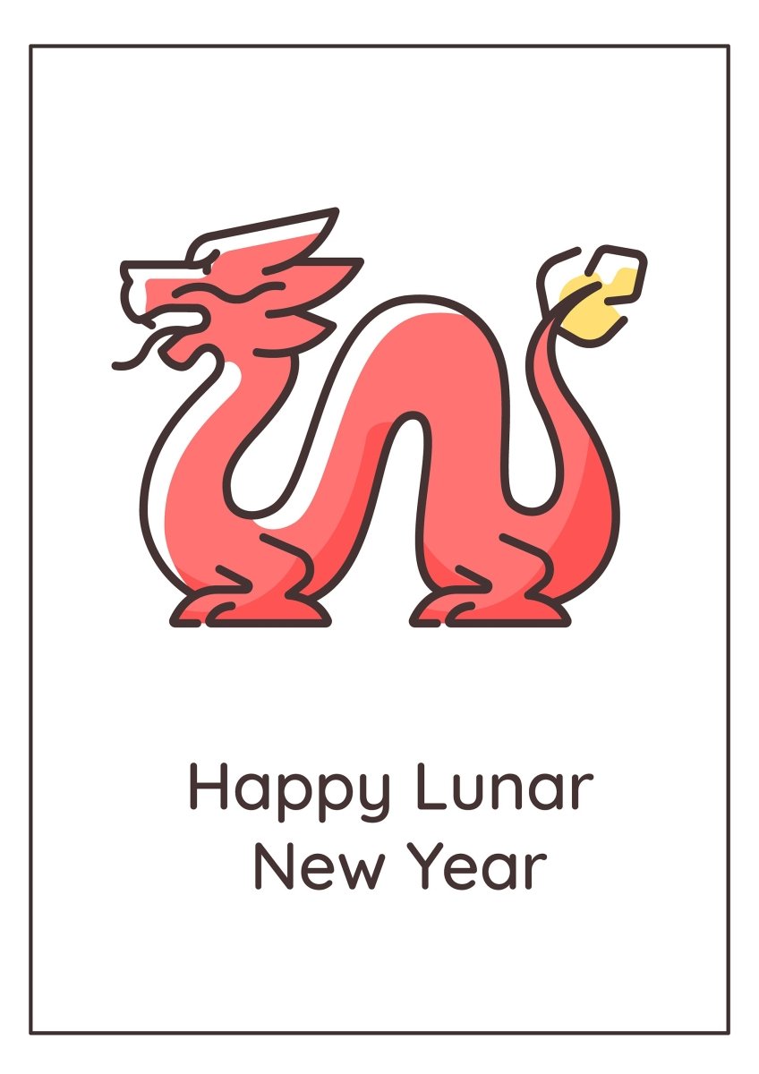 Chinese new year celebration traditions greeting cards with color icon element set