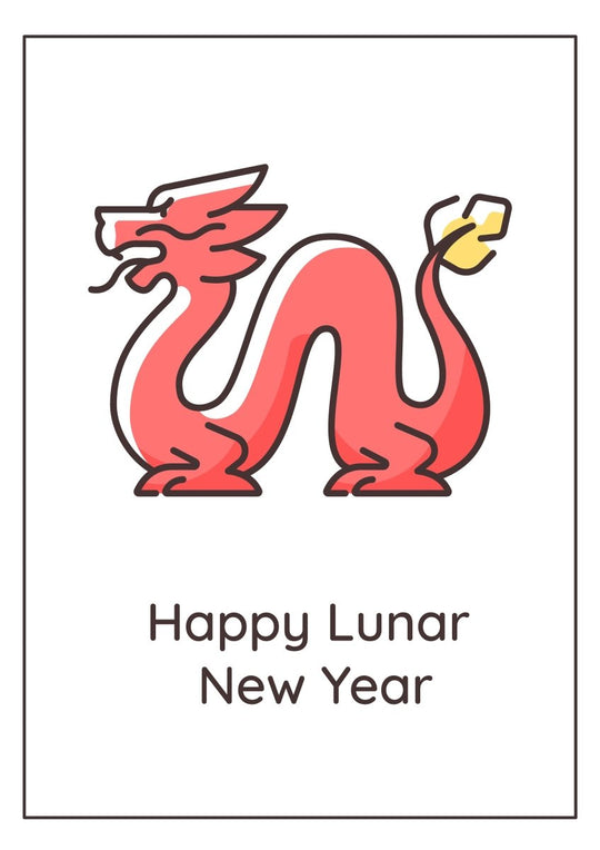 Chinese new year celebration traditions greeting cards with color icon element set
