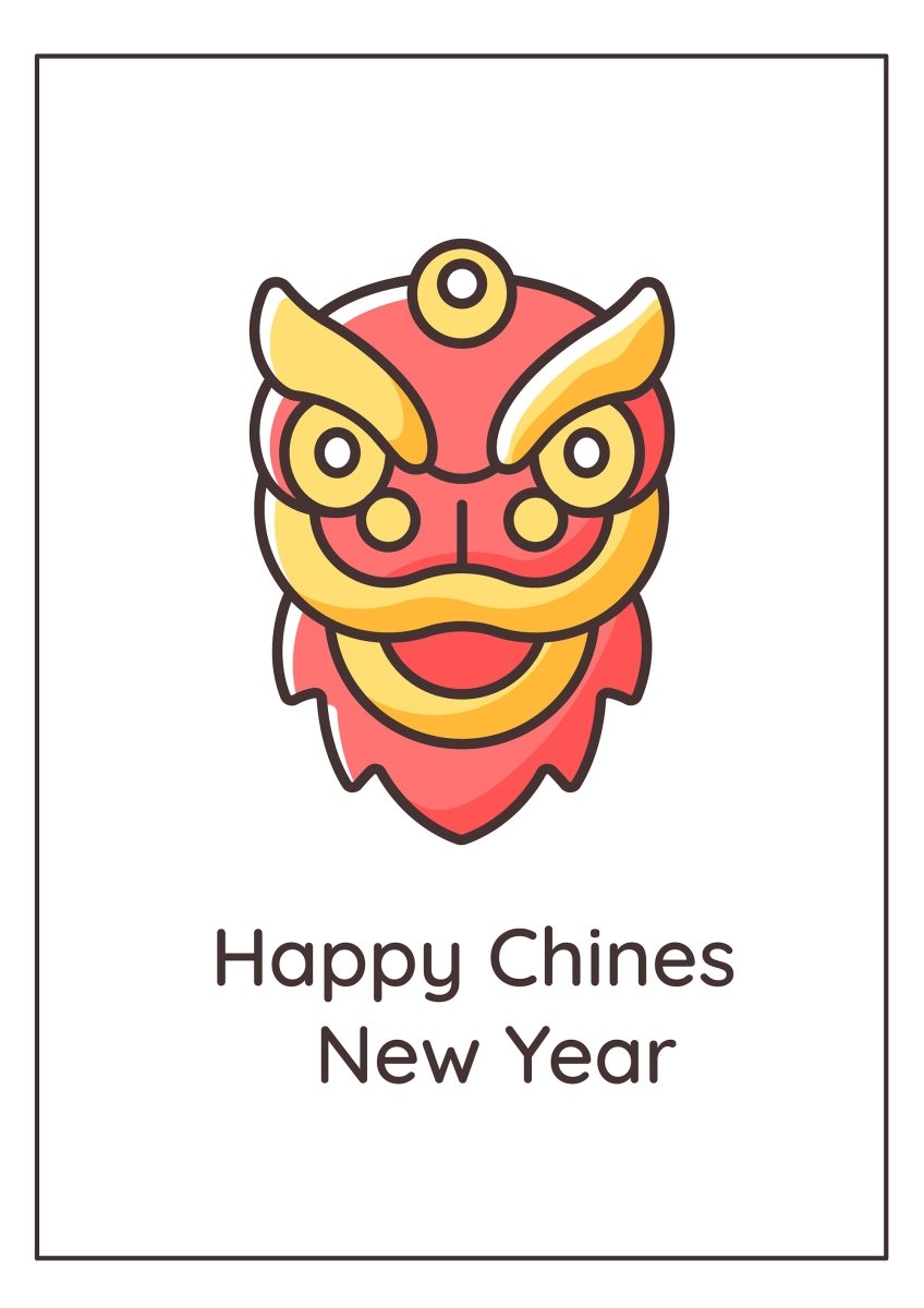 Chinese new year celebration traditions greeting cards with color icon element set