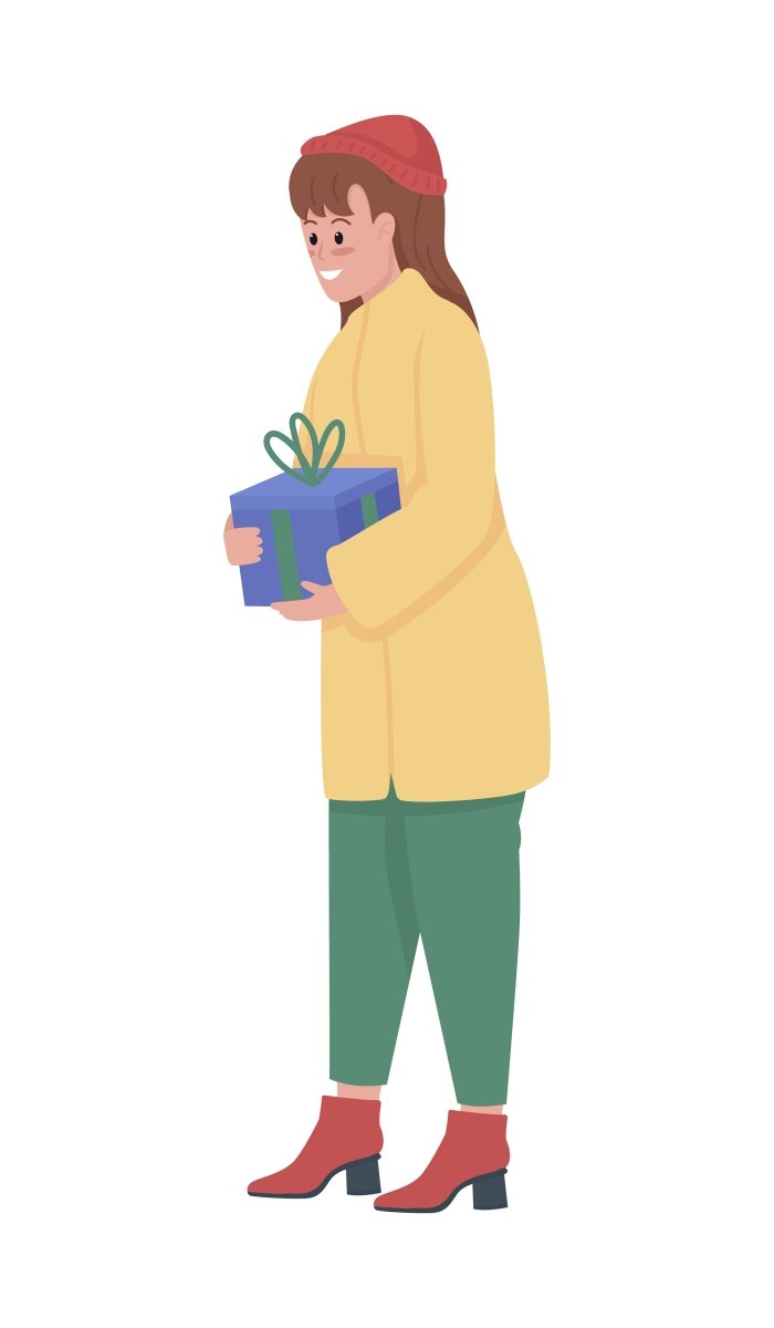 Christmas celebration semi flat color vector characters set