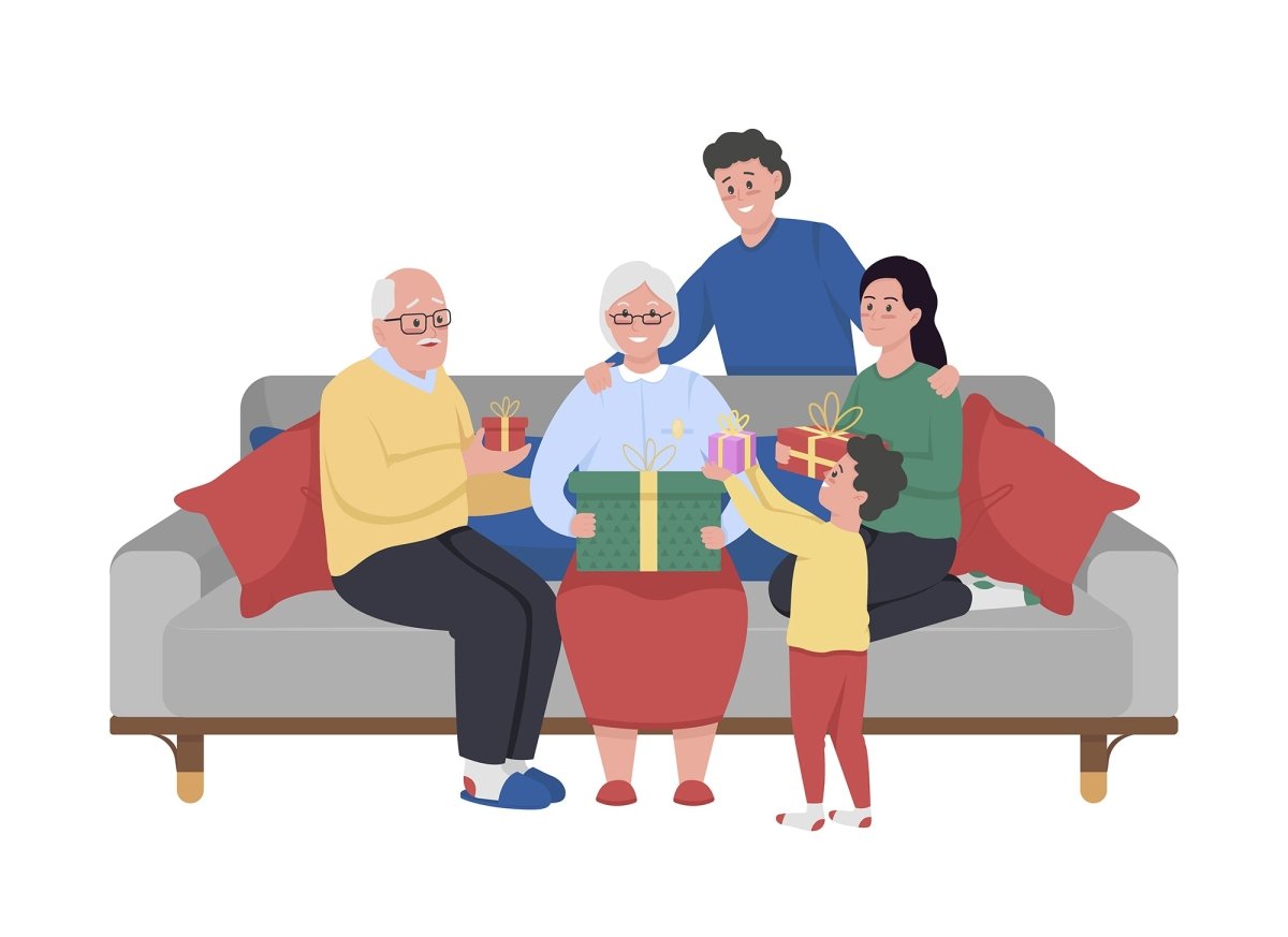 Christmas celebration semi flat color vector characters set