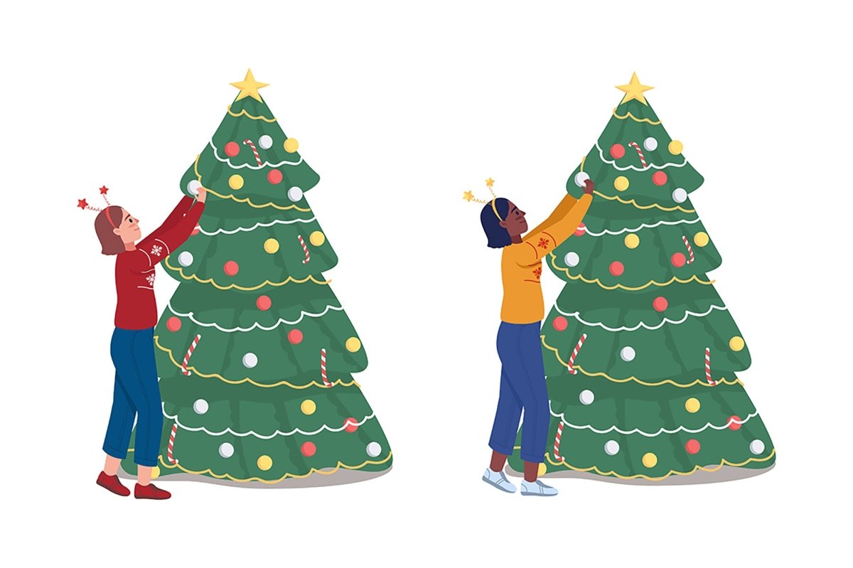 Christmas color vector character set