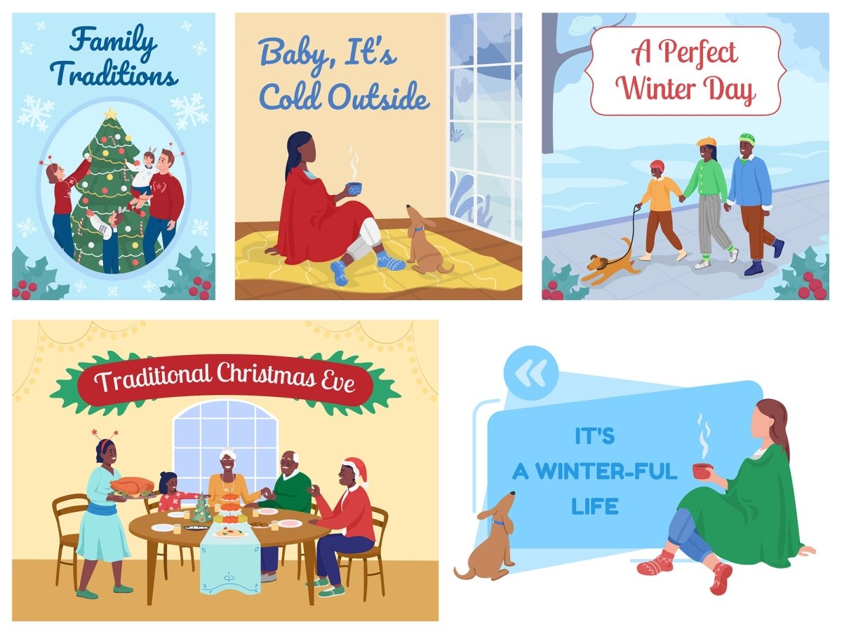 Christmas Eve poster vector template bundle
