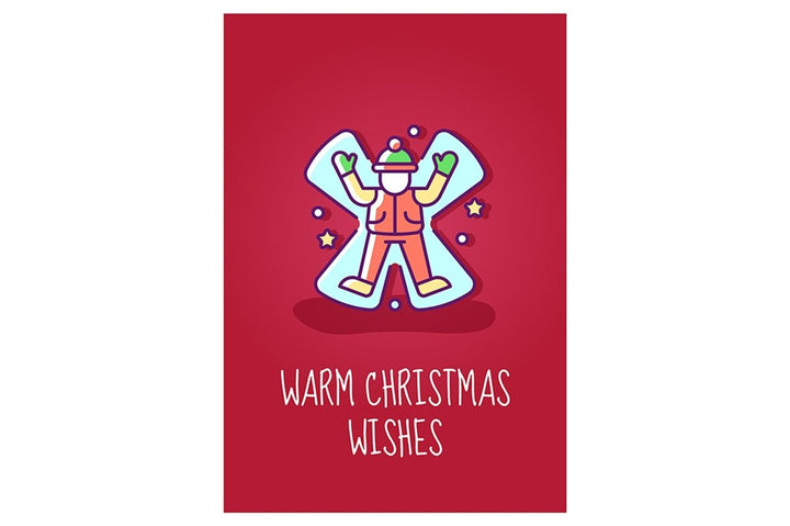 Christmas event celebration greeting card with color icon element set