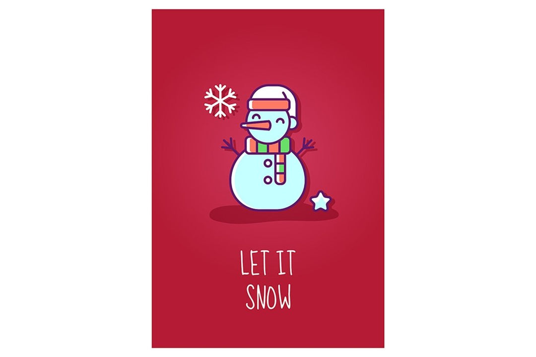 Christmas event celebration greeting card with color icon element set
