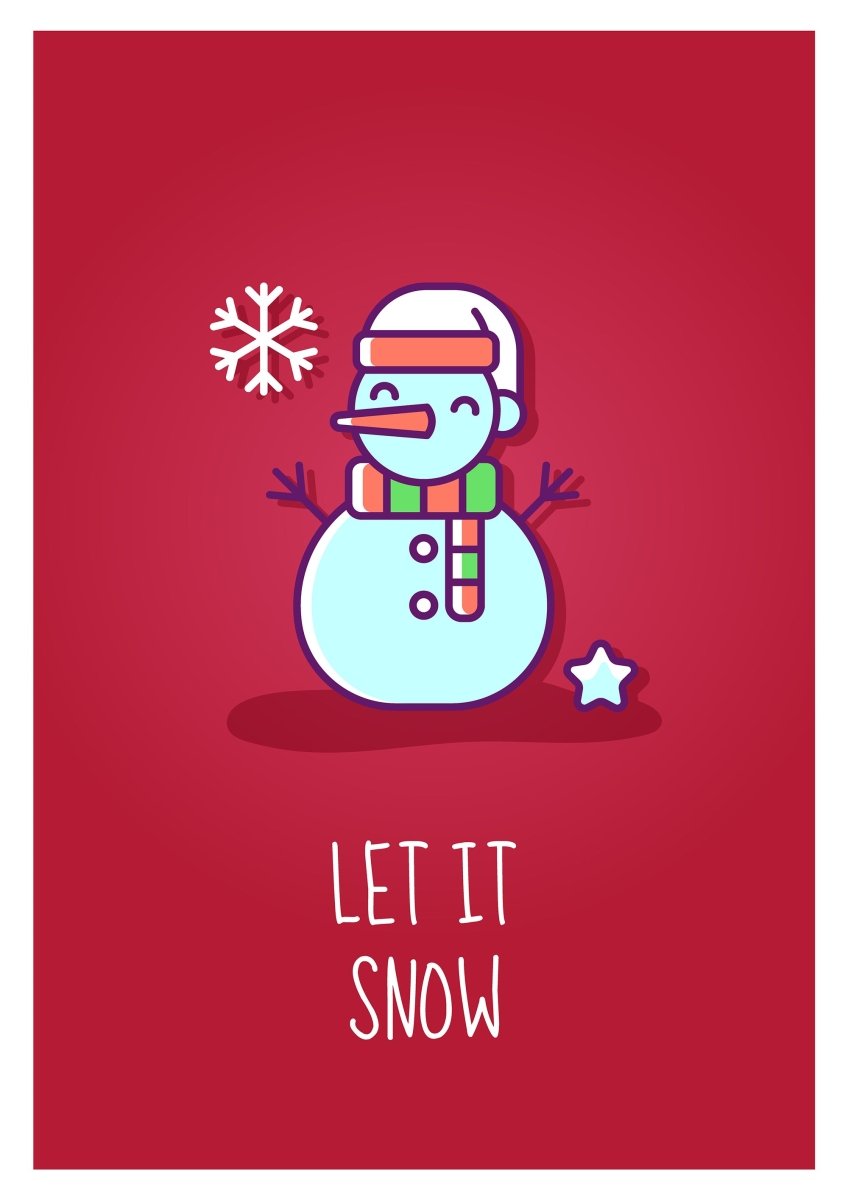 Christmas event celebration greeting card with color icon element set