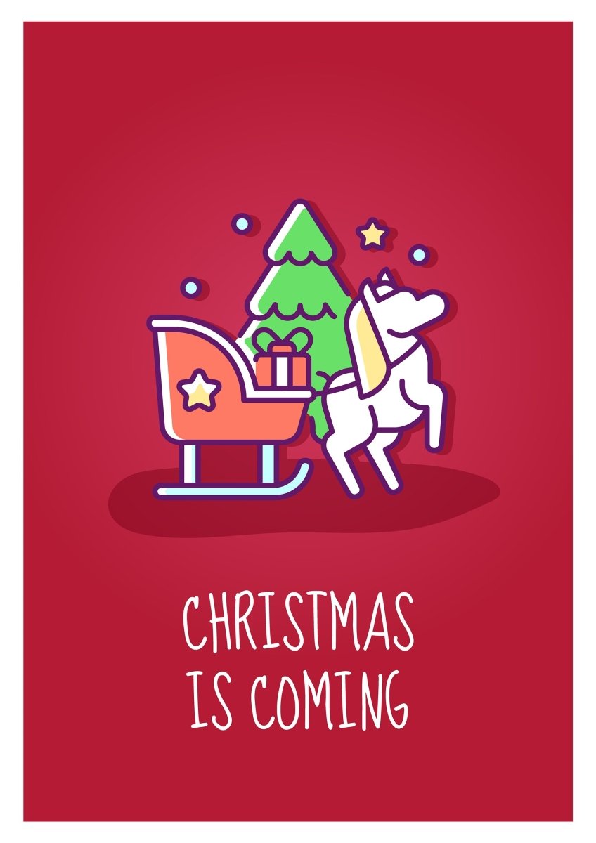 Christmas event celebration greeting card with color icon element set