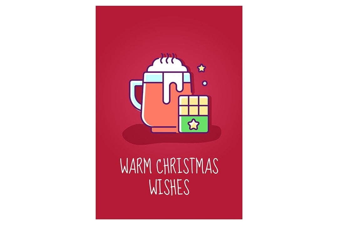 Christmas event celebration greeting card with color icon element set