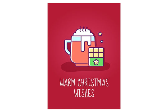 Christmas event celebration greeting card with color icon element set