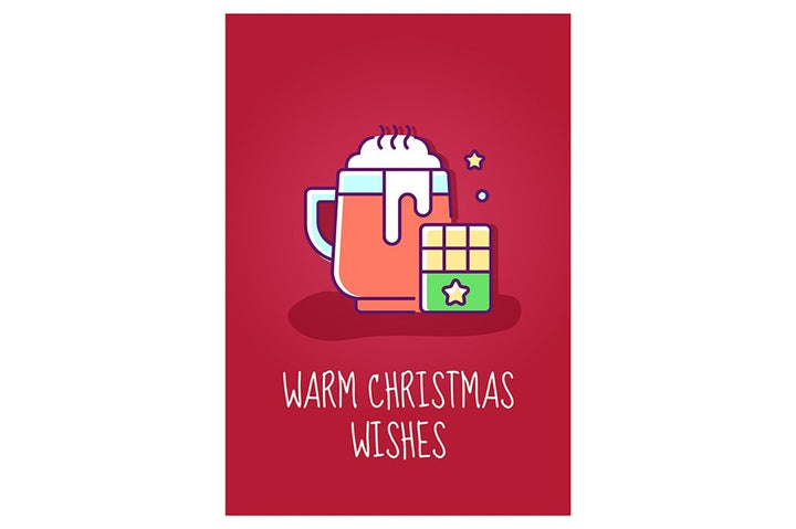 Christmas event celebration greeting card with color icon element set