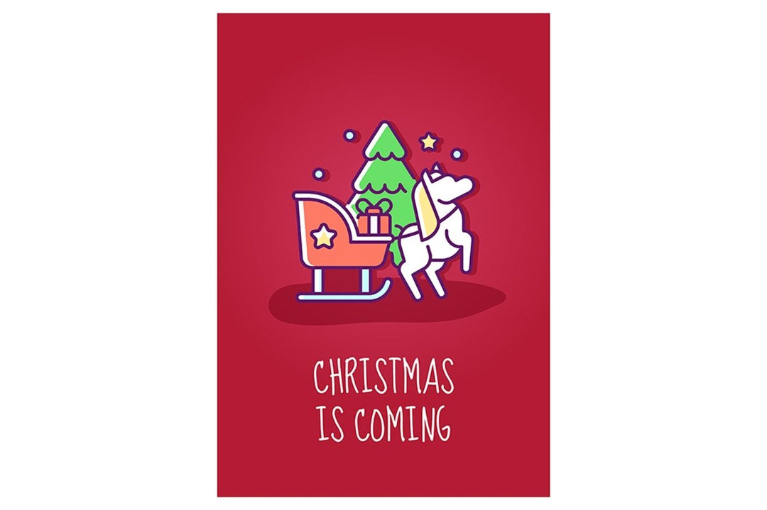 Christmas event celebration greeting card with color icon element set