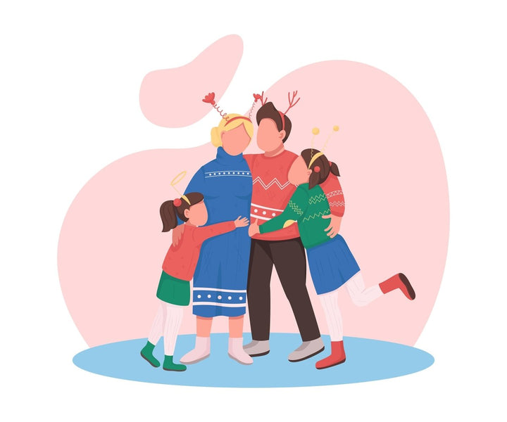 Christmas holidays color vector faceless character bundle