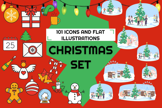 Christmas icons & illustrations bundle