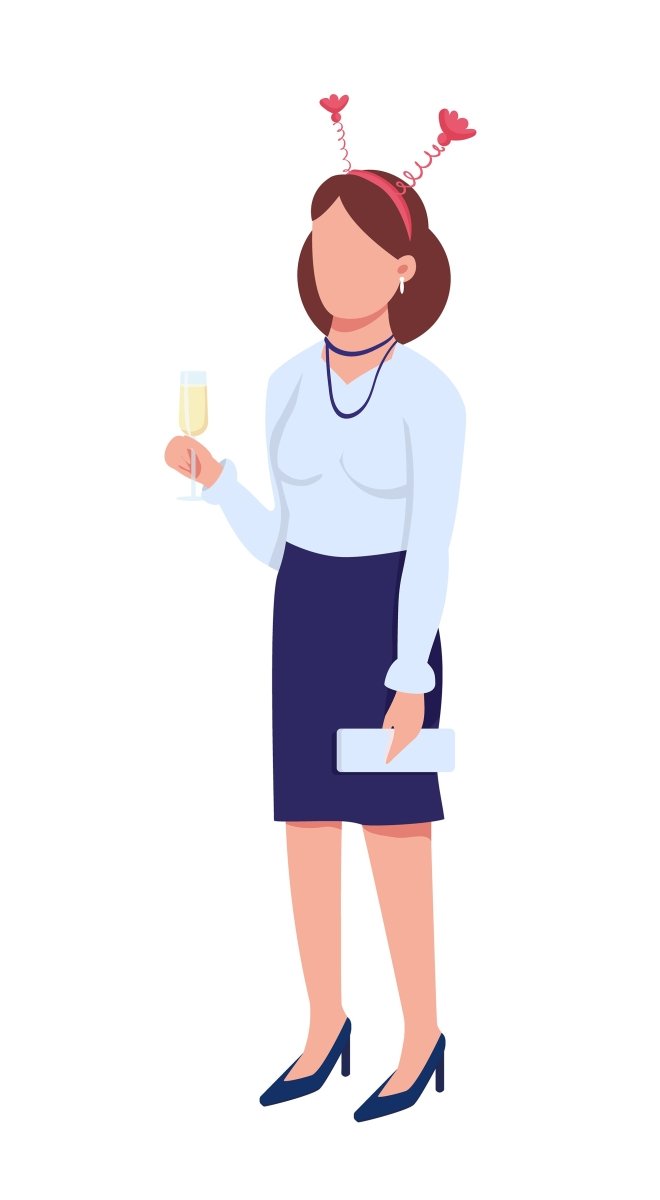 Christmas party flat color vector character set