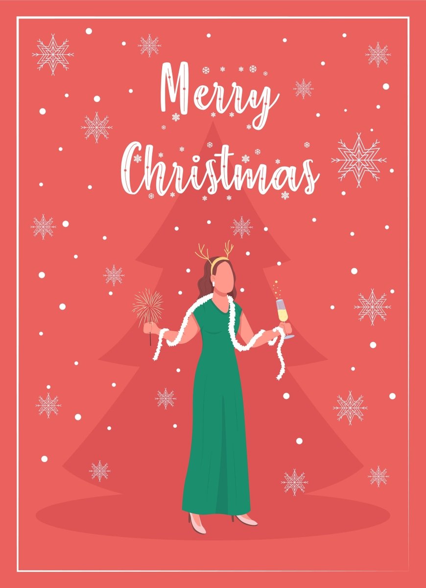 Christmas time greeting card flat vector template bundle