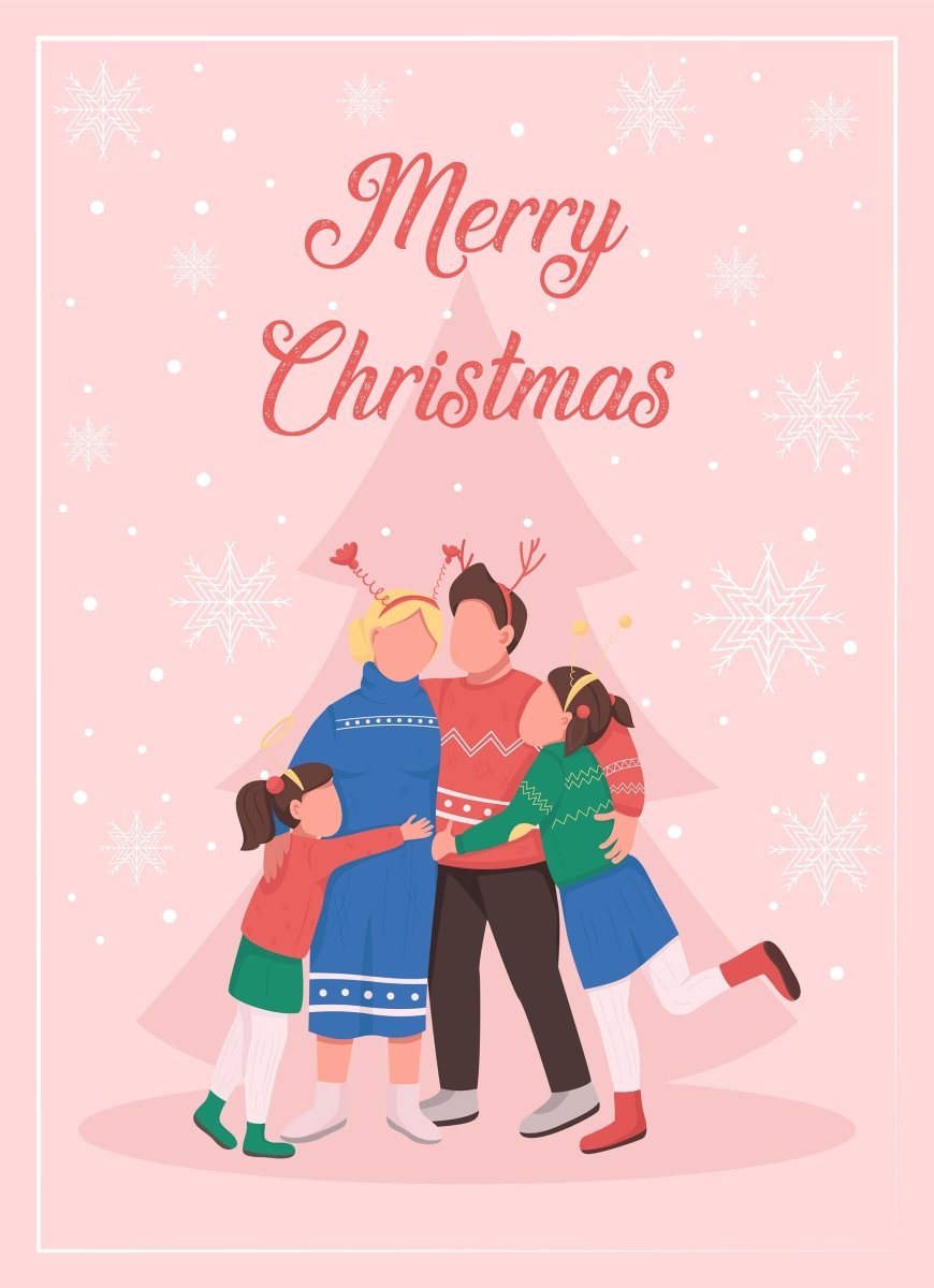 Christmas time greeting card flat vector template bundle