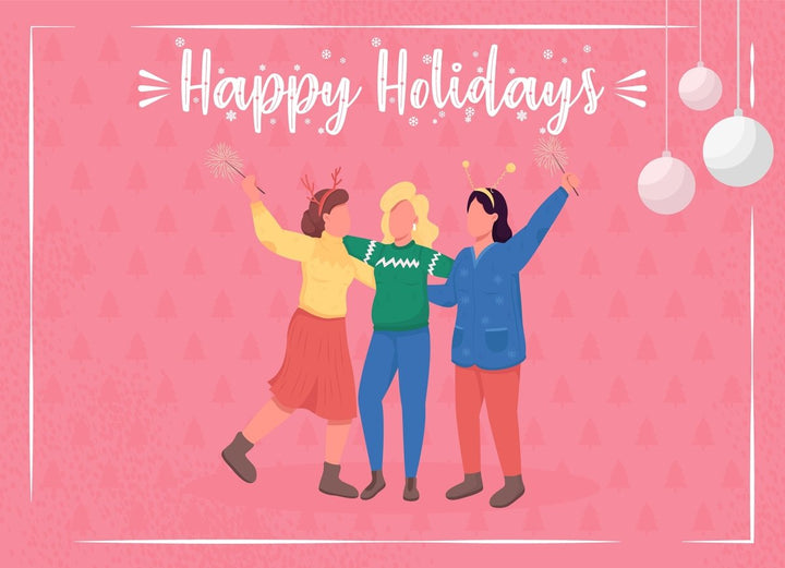 Christmas time greeting card flat vector template bundle