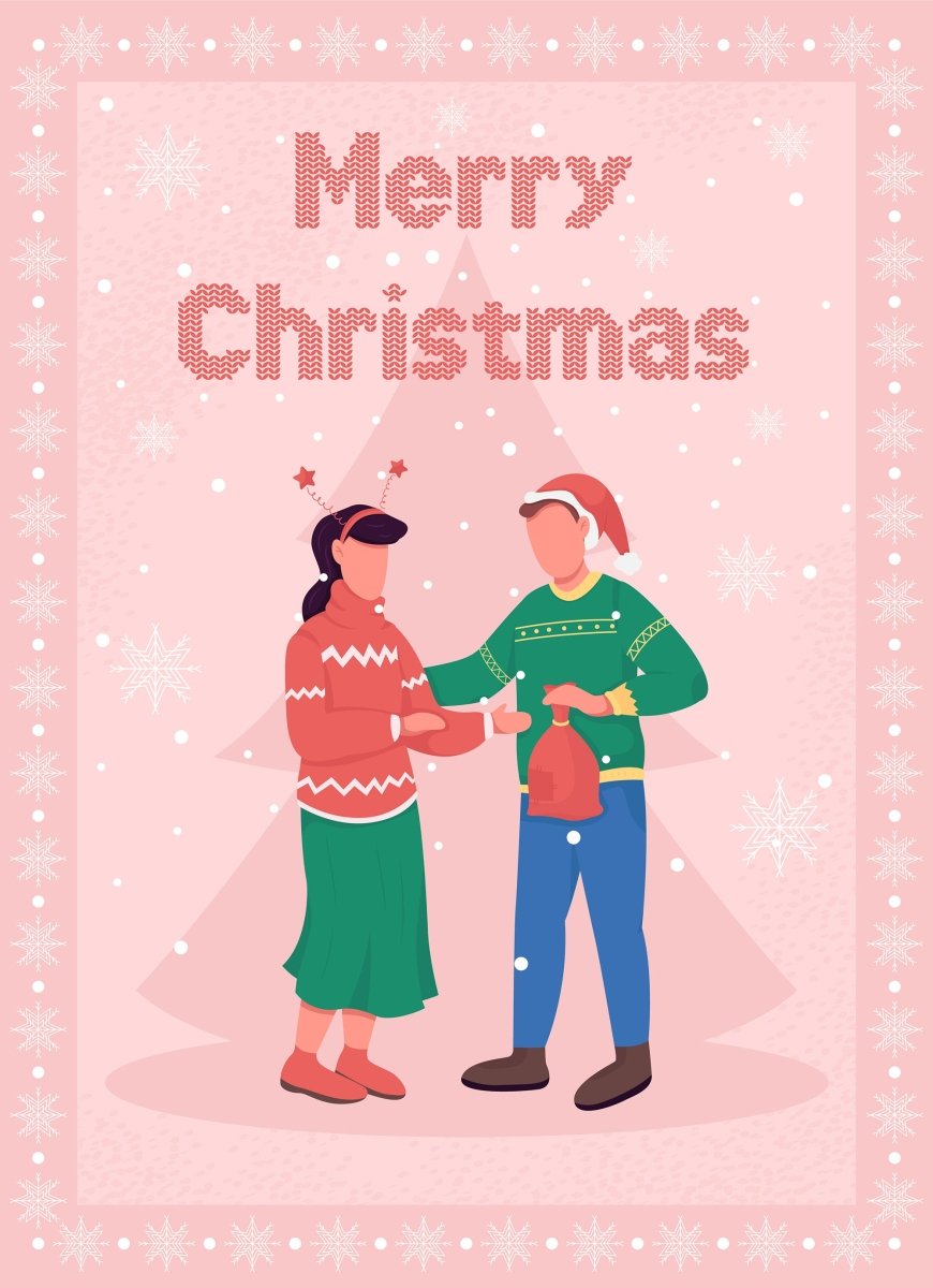 Christmas time greeting card flat vector template bundle