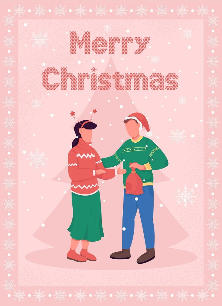 Christmas time greeting card flat vector template bundle