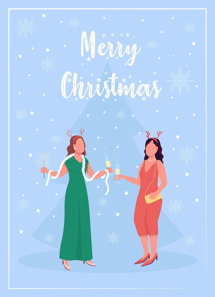 Christmas time greeting card flat vector template bundle