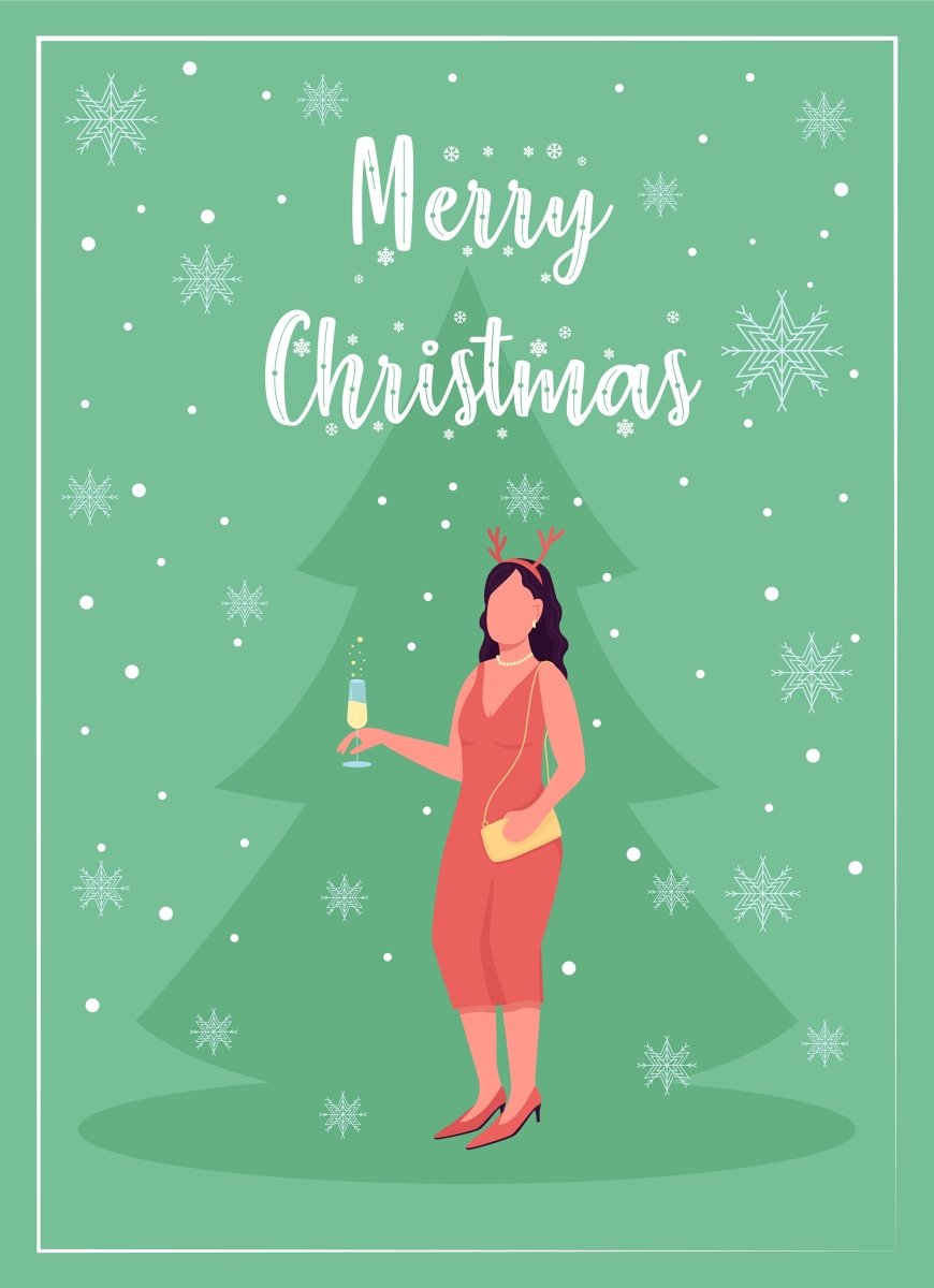 Christmas time greeting card flat vector template bundle