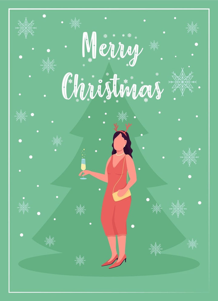 Christmas time greeting card flat vector template bundle
