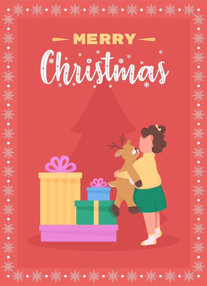 Christmas time greeting card flat vector template bundle