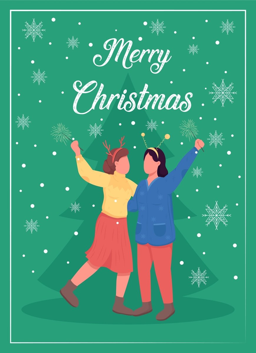 Christmas time greeting card flat vector template bundle