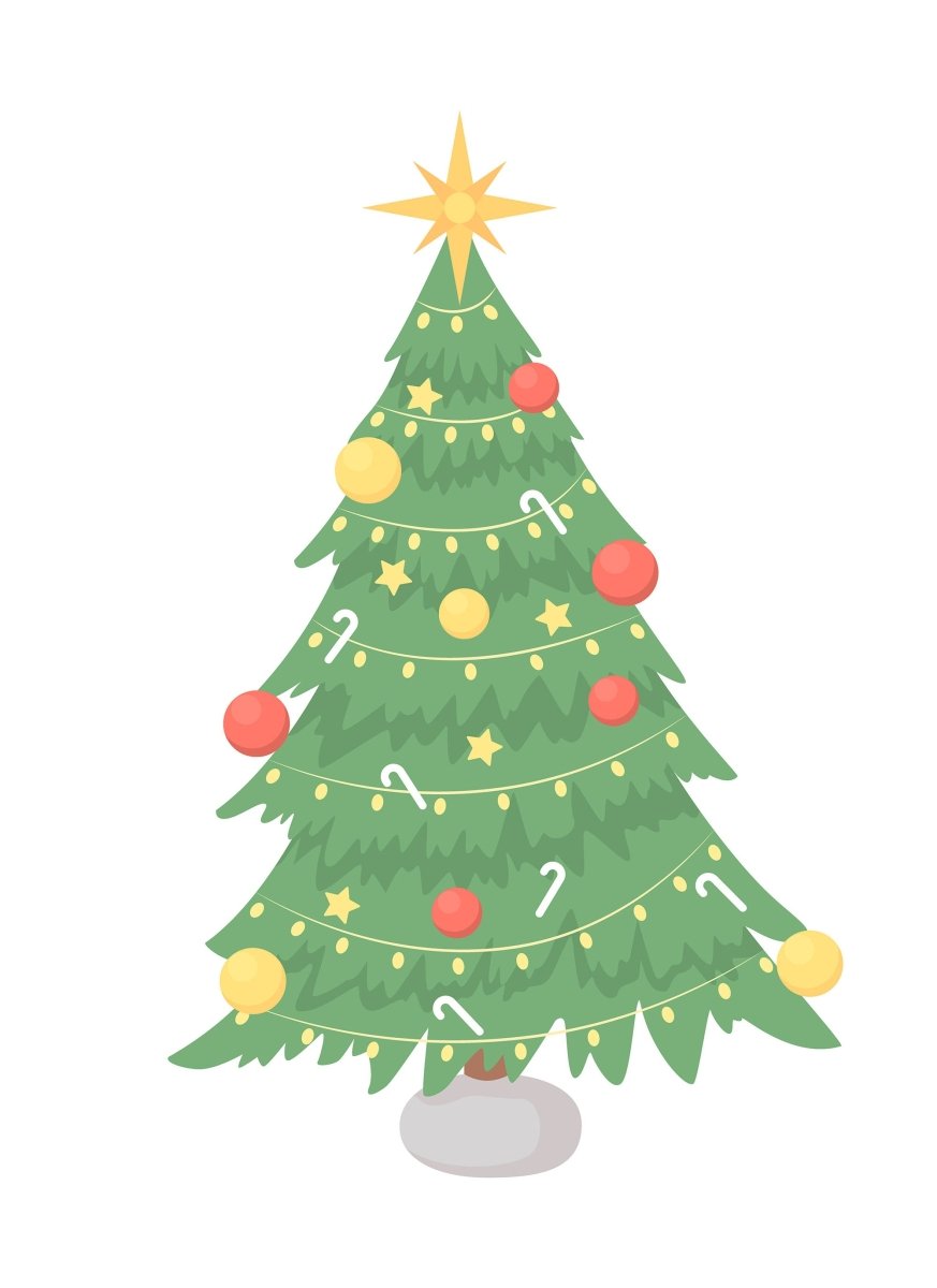 Christmas tree with star topper semi flat color vector object