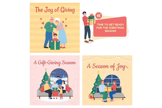 Christmas with family social media cards post set