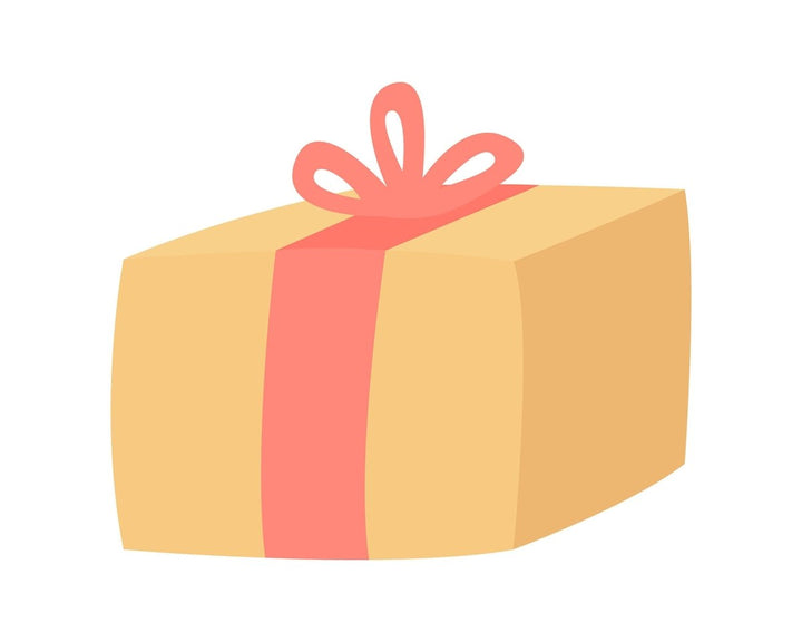 Christmas wrapped gift with red ribbon semi flat color vector object