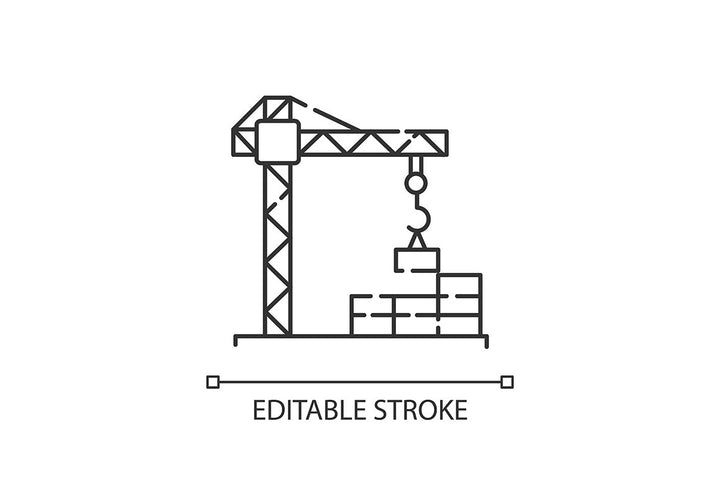 Civil engineering pixel perfect linear icons set