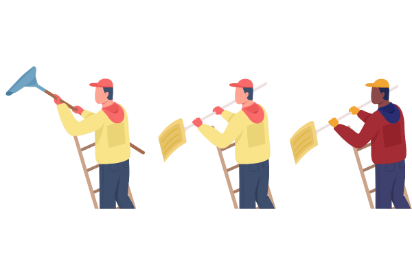 Cleaner on Ladder Characters Set