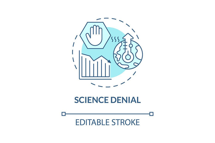 Climate skepticism and conspiracy blue concept icons set