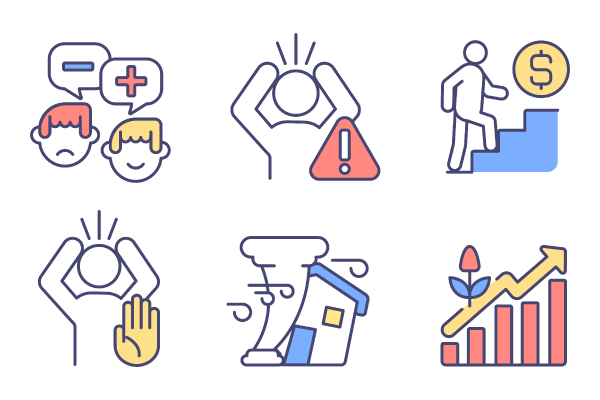 Climate skepticism and conspiracy RGB color icons set