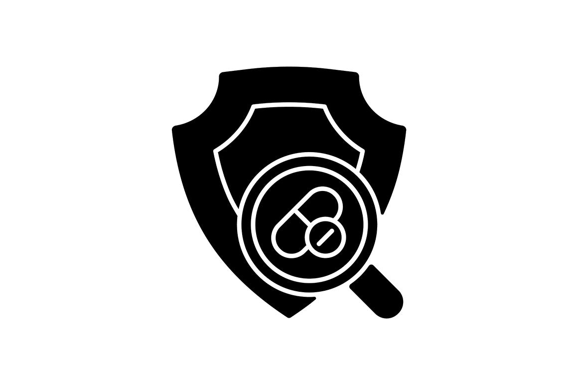 Clinical trials black glyph icons set on white space
