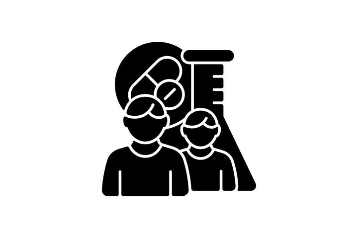 Clinical trials black glyph icons set on white space