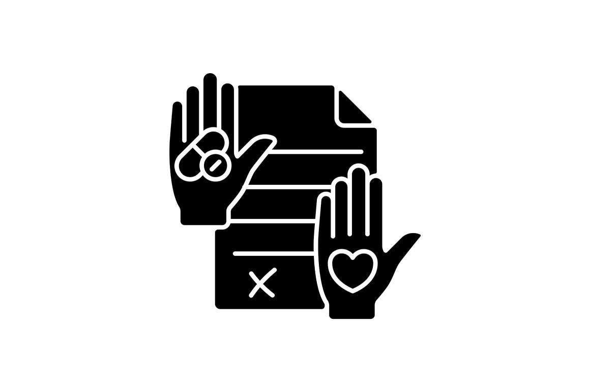 Clinical trials black glyph icons set on white space