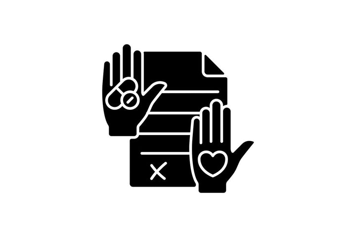 Clinical trials black glyph icons set on white space