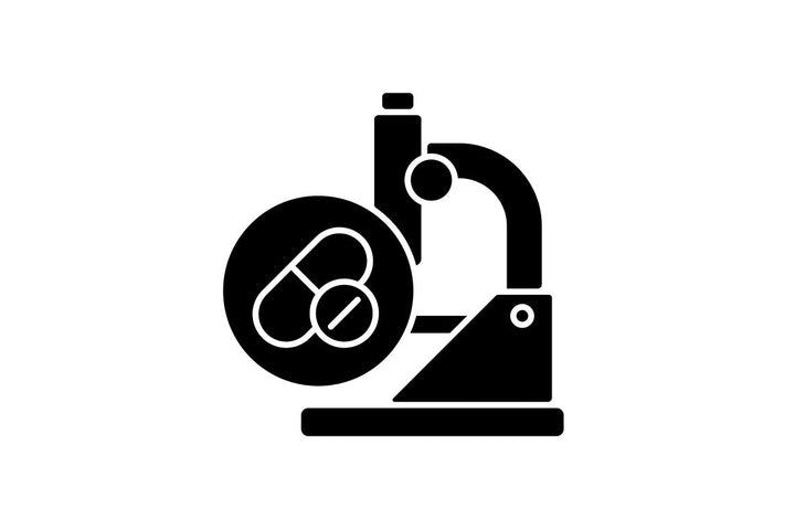 Clinical trials black glyph icons set on white space