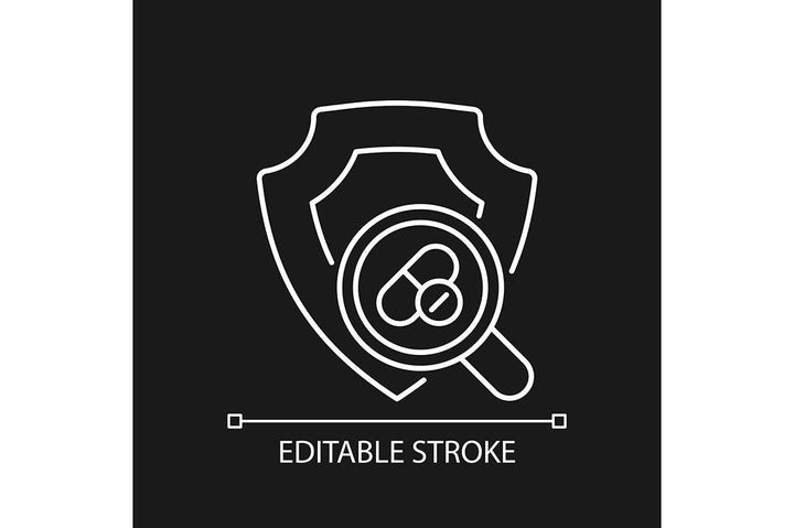 Clinical trials linear icons set for dark and light mode