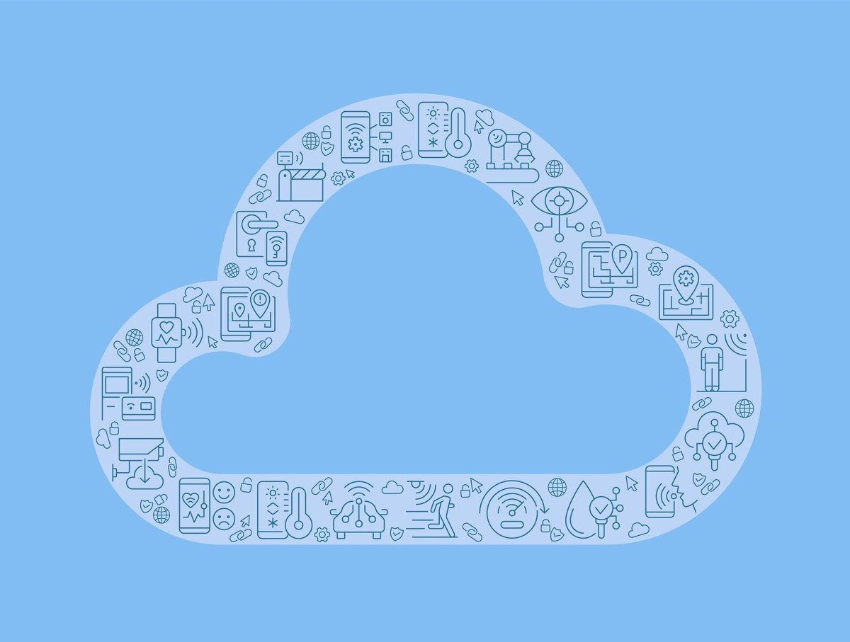 Cloud pixel perfect shaped concept filled with editable linear icons