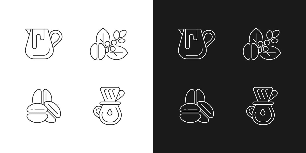 Coffee and barista accessories linear icons set for dark and light mode