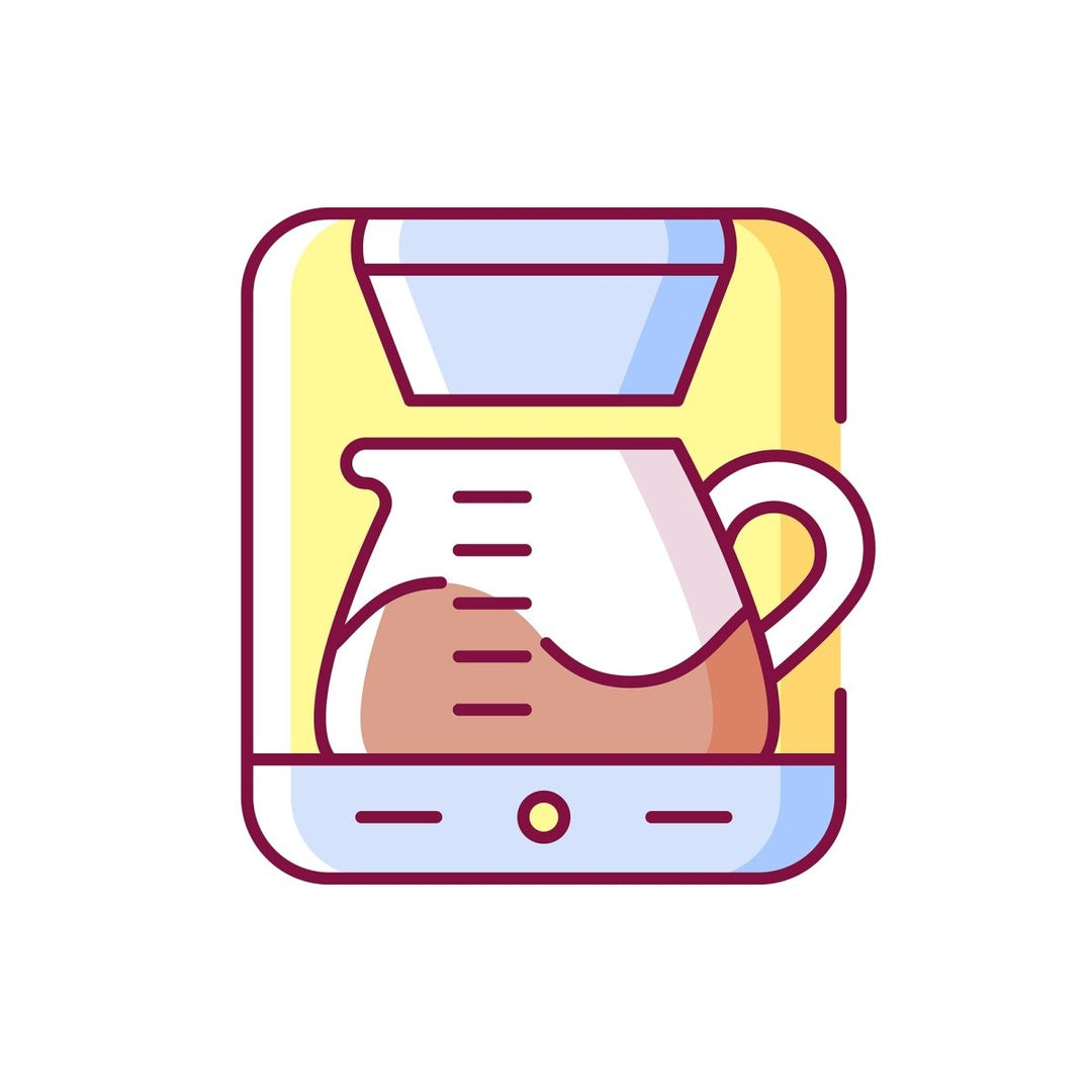 Coffee and barista accessories RGB color icons set