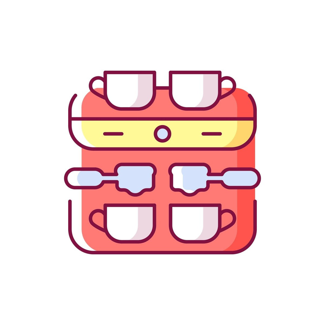 Coffee and barista accessories RGB color icons set