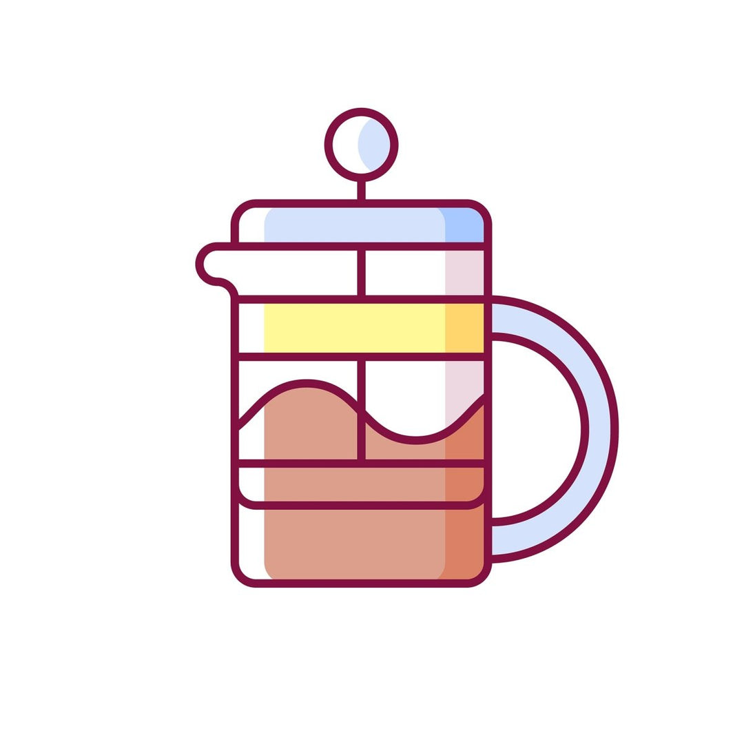 Coffee and barista accessories RGB color icons set