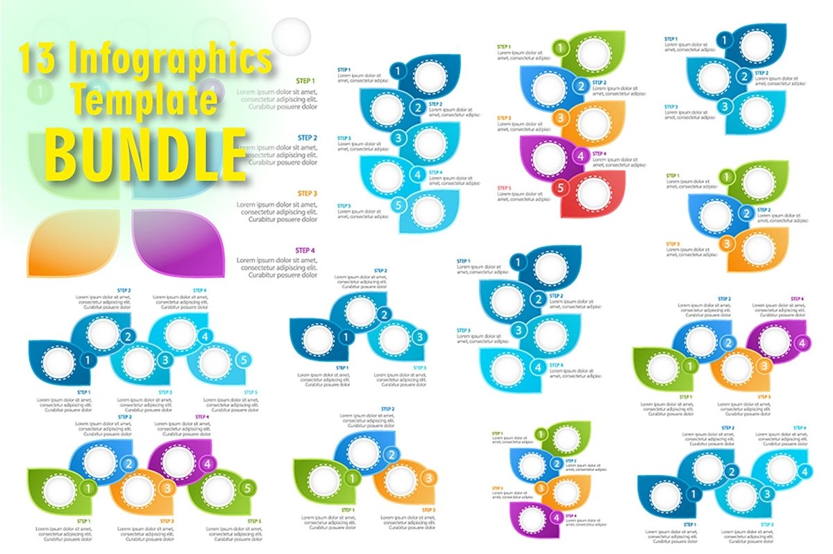 Colourful infographic chart design element set